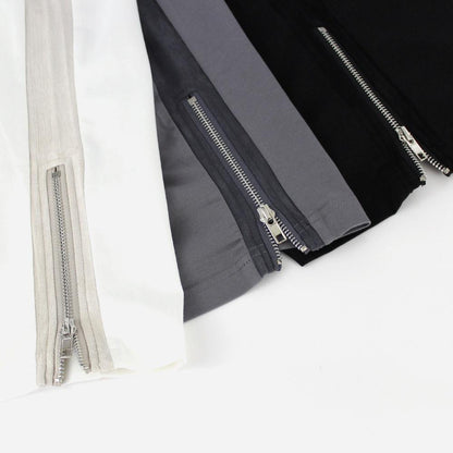 EZZOTI Suede Stripe Cotton Side Zip T-Shirt - Off White