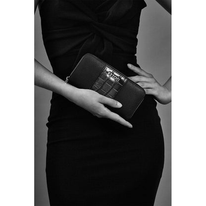 Valentina Soft Grain and Crocodile Embossed Leather Purse - EZZOTI