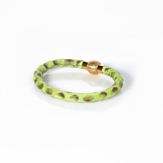 Zeus Genuine Python Leather Bracelet - Lime Green/Gold - EZZOTI