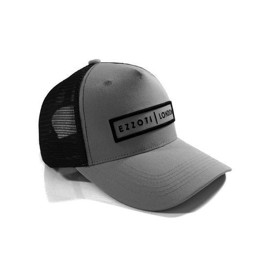 Cotton Canvas Mesh Trucker Cap - Dark Grey/Black